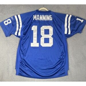 VTG Reebok Authentic Jersey Peyton Manning #18 Colts Mens 56 2XL Blue Sewn NFL